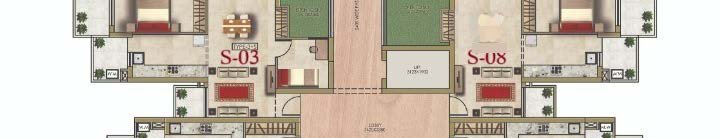 3 BHK + Study Floor Plan